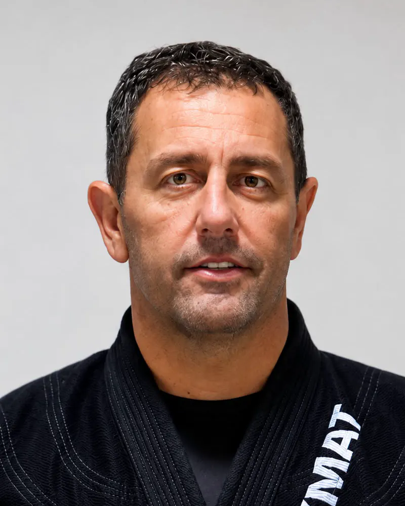 Rafael Japur, head instructor at Rafa Jiu-Jitsu, in a black Checkmat gi